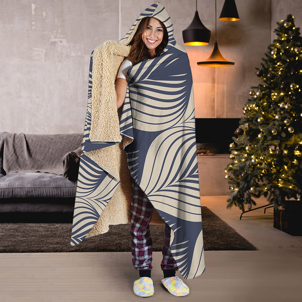 Vintage Geometric Leaf Pattern Print Hooded Blanket