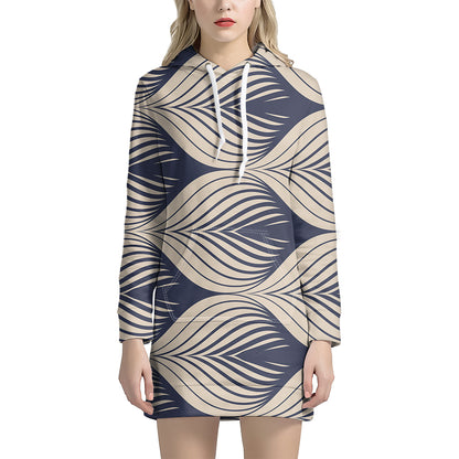 Vintage Geometric Leaf Pattern Print Hoodie Dress