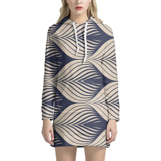 Vintage Geometric Leaf Pattern Print Hoodie Dress