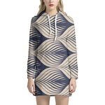 Vintage Geometric Leaf Pattern Print Hoodie Dress