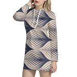 Vintage Geometric Leaf Pattern Print Hoodie Dress