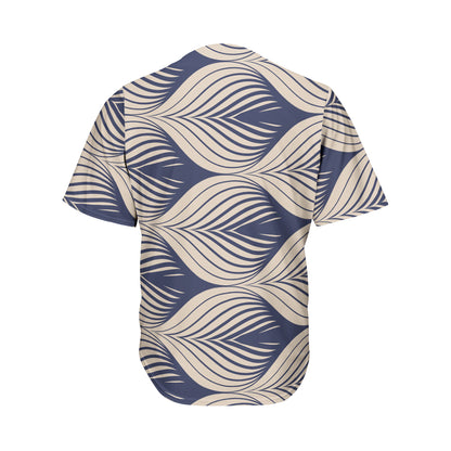 Vintage Geometric Leaf Pattern Print Men's Baseball Jersey