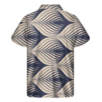 Vintage Geometric Leaf Pattern Print Men's Short Sleeve Shirt