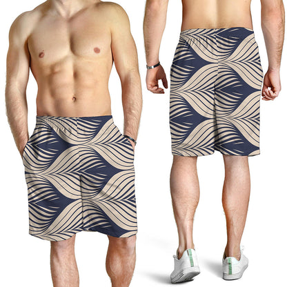 Vintage Geometric Leaf Pattern Print Men's Shorts