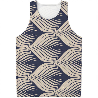 Vintage Geometric Leaf Pattern Print Men's Tank Top