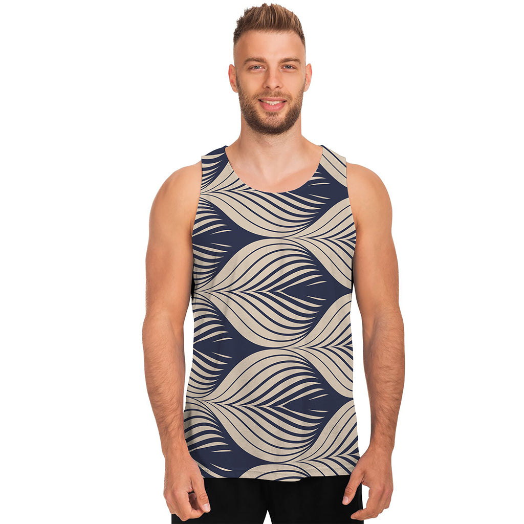 Vintage Geometric Leaf Pattern Print Men's Tank Top