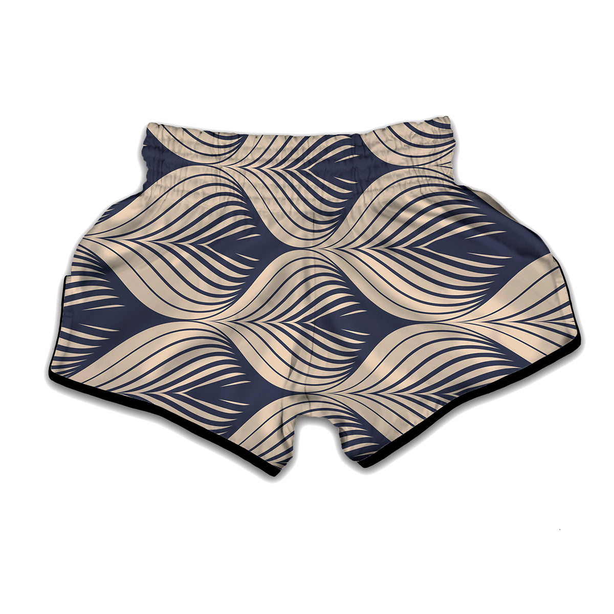 Vintage Geometric Leaf Pattern Print Muay Thai Boxing Shorts