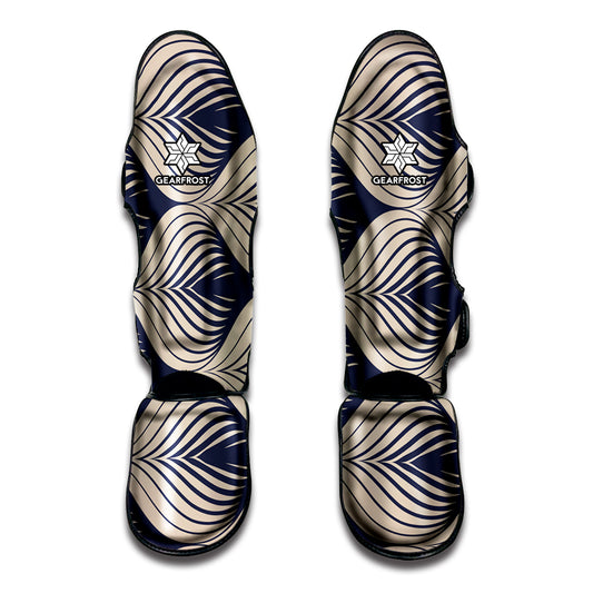 Vintage Geometric Leaf Pattern Print Muay Thai Shin Guard