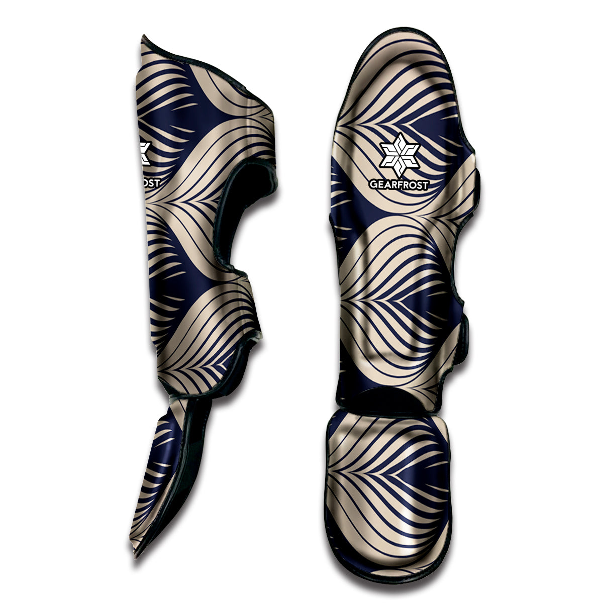 Vintage Geometric Leaf Pattern Print Muay Thai Shin Guard