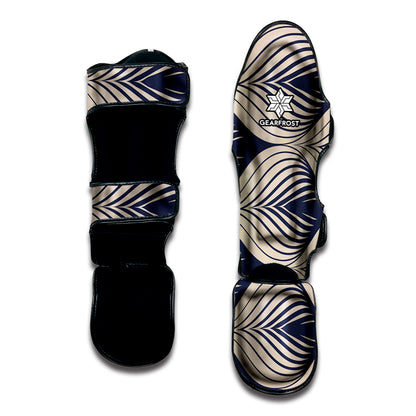 Vintage Geometric Leaf Pattern Print Muay Thai Shin Guard