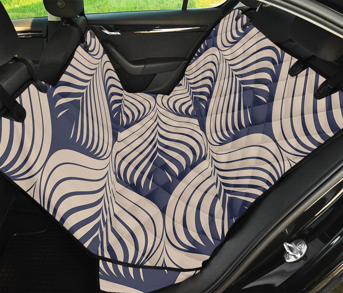 Vintage Geometric Leaf Pattern Print Pet Car Back Seat Cover
