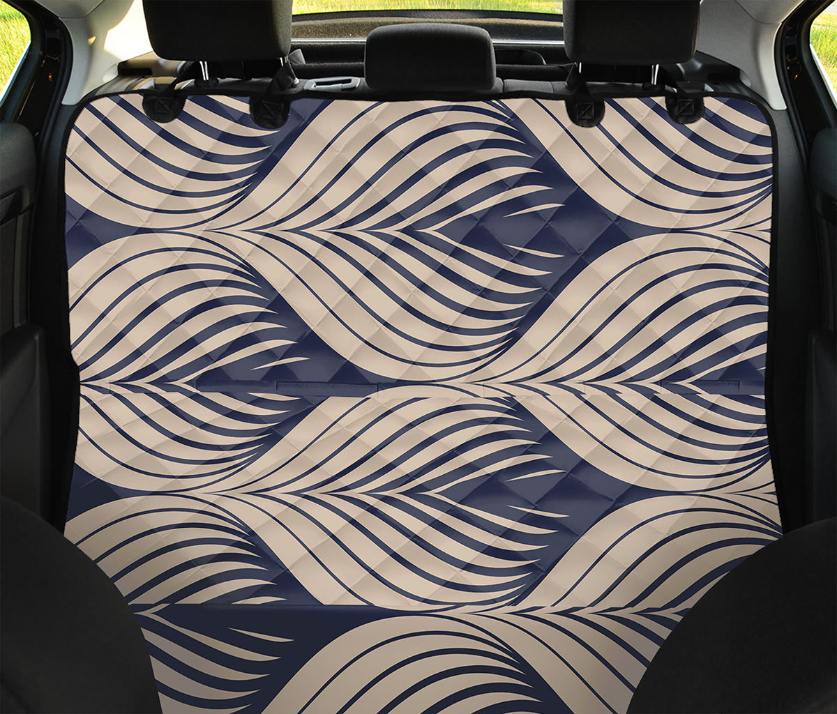Vintage Geometric Leaf Pattern Print Pet Car Back Seat Cover