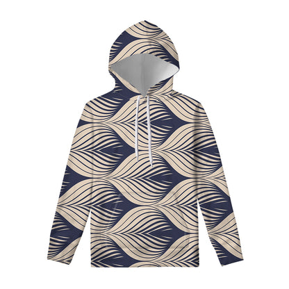 Vintage Geometric Leaf Pattern Print Pullover Hoodie