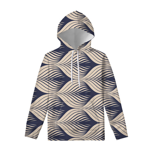 Vintage Geometric Leaf Pattern Print Pullover Hoodie