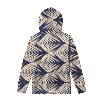 Vintage Geometric Leaf Pattern Print Pullover Hoodie