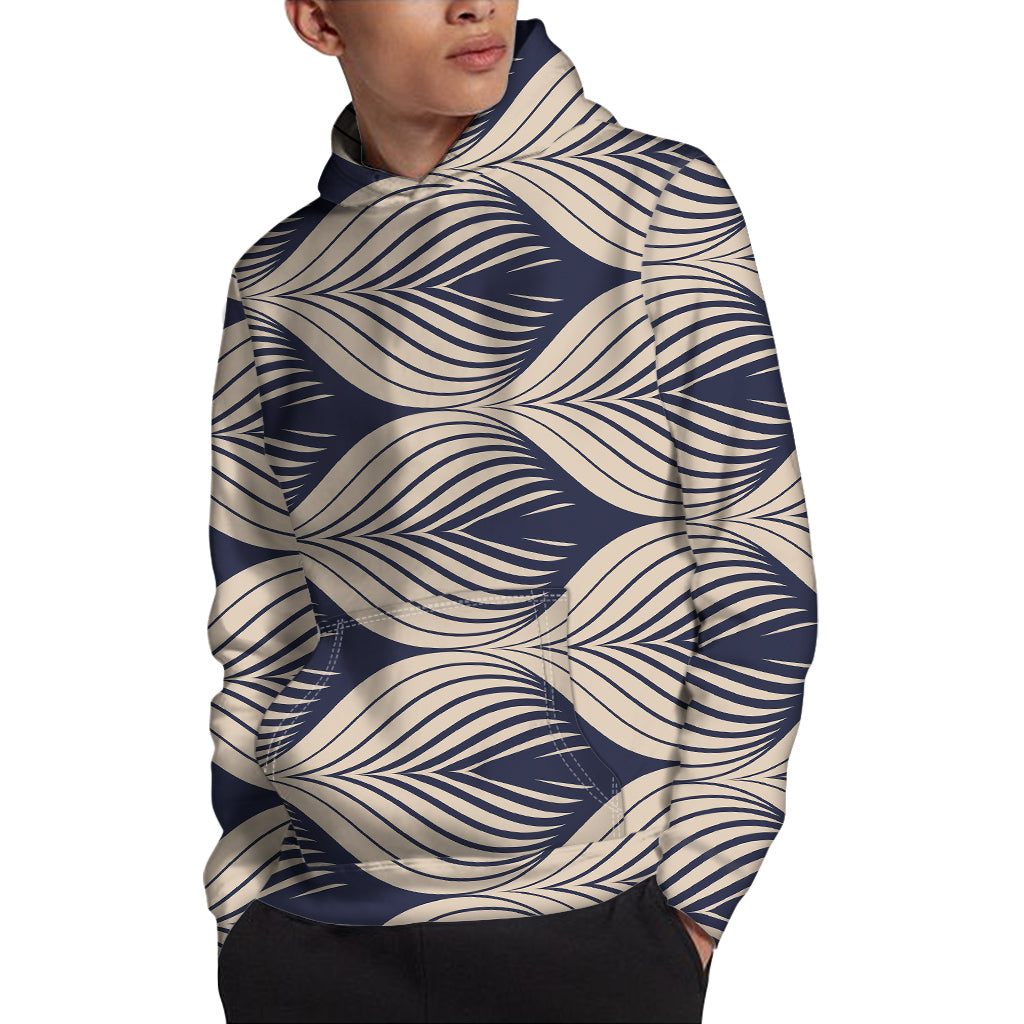 Vintage Geometric Leaf Pattern Print Pullover Hoodie