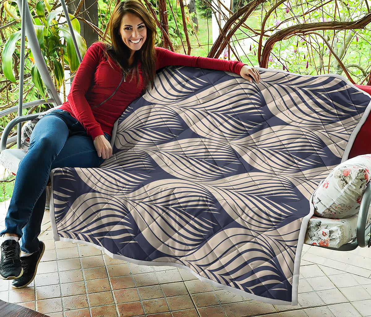 Vintage Geometric Leaf Pattern Print Quilt