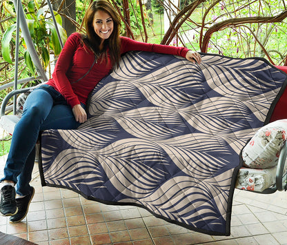 Vintage Geometric Leaf Pattern Print Quilt