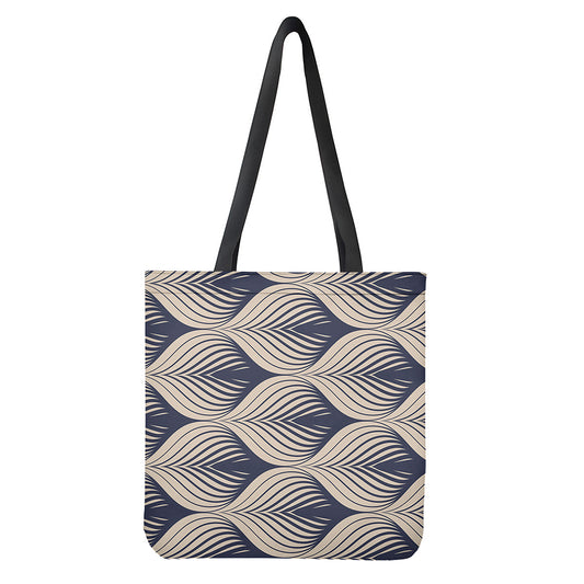 Vintage Geometric Leaf Pattern Print Tote Bag