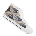 Vintage Geometric Leaf Pattern Print White High Top Shoes