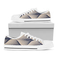 Vintage Geometric Leaf Pattern Print White Low Top Sneakers
