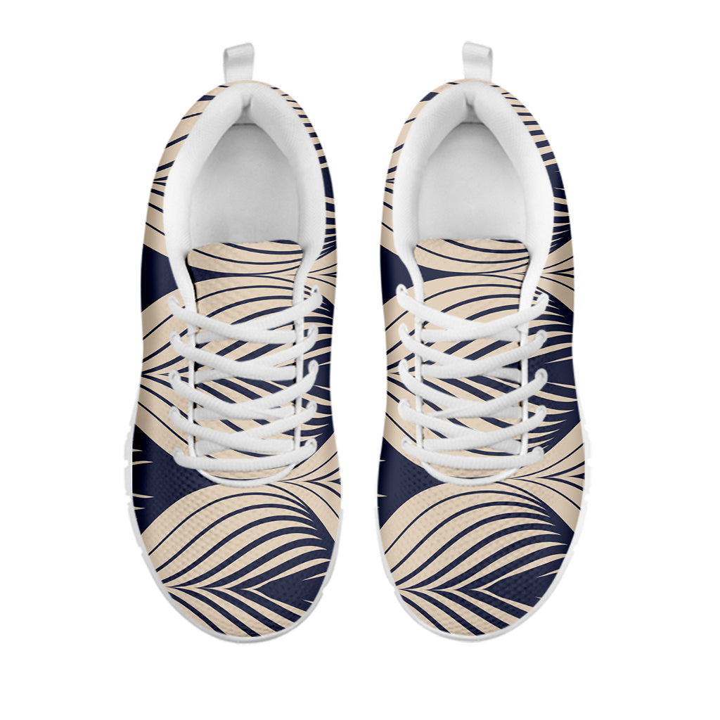 Vintage Geometric Leaf Pattern Print White Sneakers