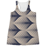 Vintage Geometric Leaf Pattern Print Women's Racerback Tank Top