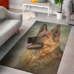 Vintage German Shepherd Portrait Print Area Rug