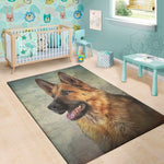 Vintage German Shepherd Portrait Print Area Rug