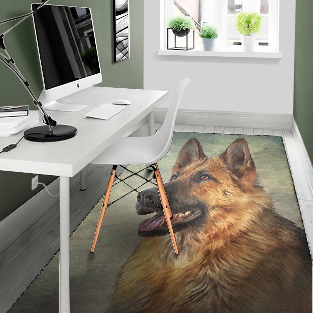 Vintage German Shepherd Portrait Print Area Rug