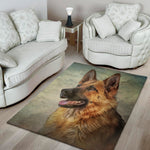 Vintage German Shepherd Portrait Print Area Rug