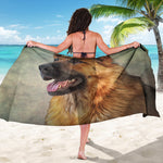Vintage German Shepherd Portrait Print Beach Sarong Wrap