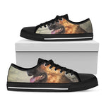 Vintage German Shepherd Portrait Print Black Low Top Shoes 