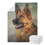 Vintage German Shepherd Portrait Print Blanket