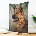 Vintage German Shepherd Portrait Print Blanket
