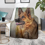 Vintage German Shepherd Portrait Print Blanket