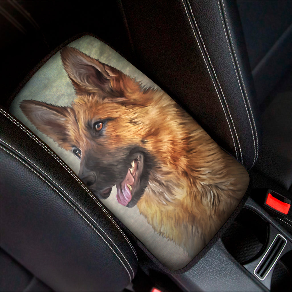 Vintage German Shepherd Portrait Print Car Center Console Cover