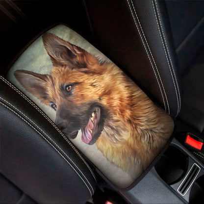 Vintage German Shepherd Portrait Print Car Center Console Cover