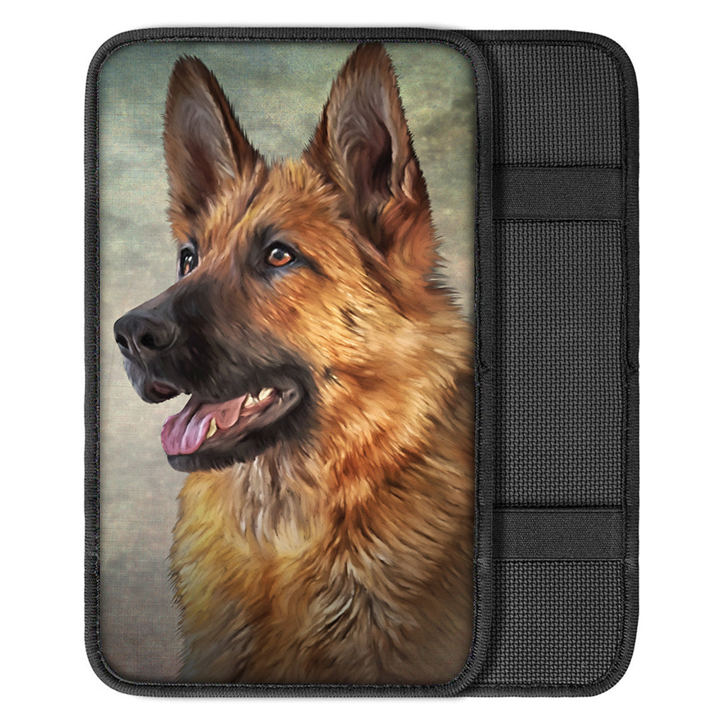 Vintage German Shepherd Portrait Print Car Center Console Cover