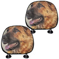 Vintage German Shepherd Portrait Print Car Headrest Covers