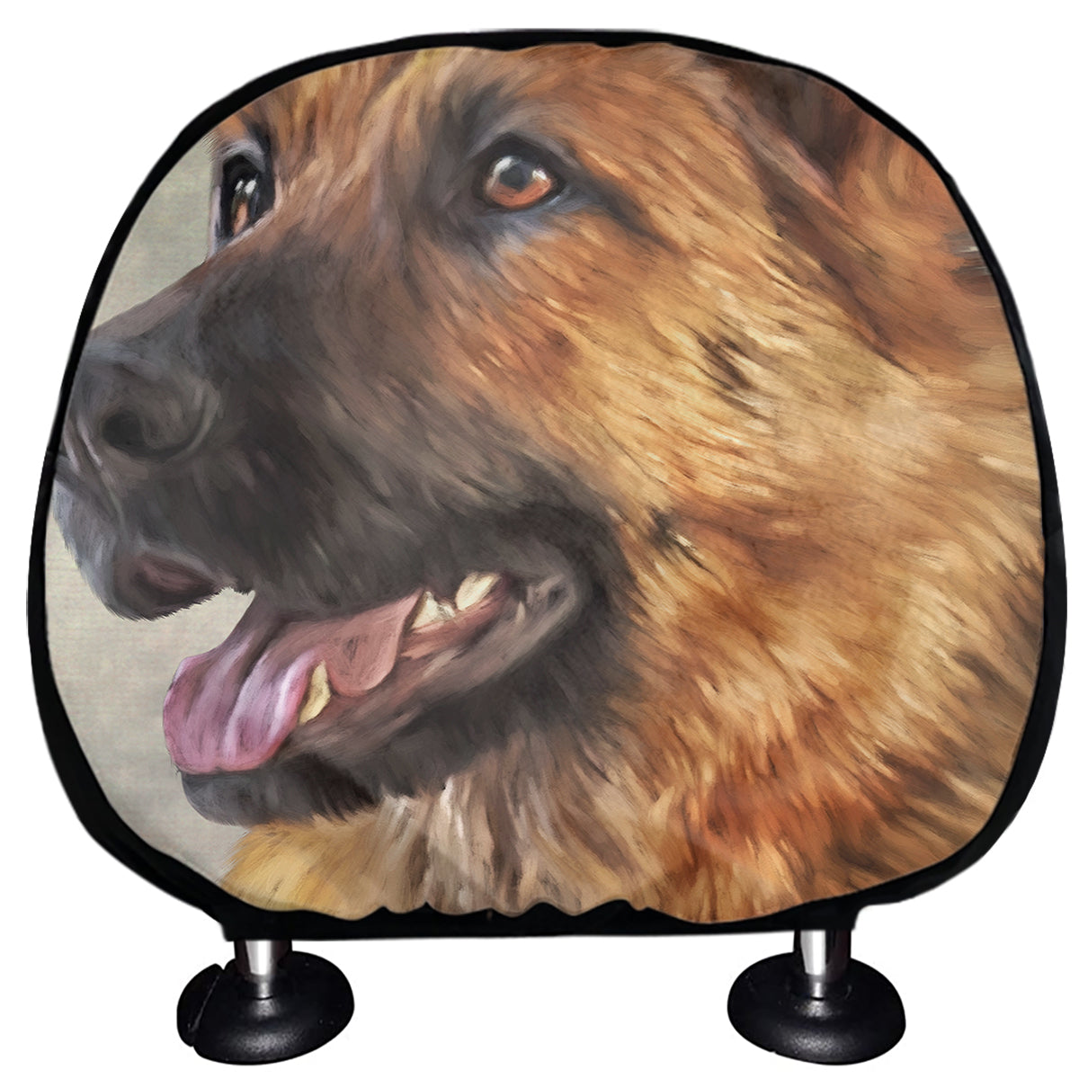 Vintage German Shepherd Portrait Print Car Headrest Covers