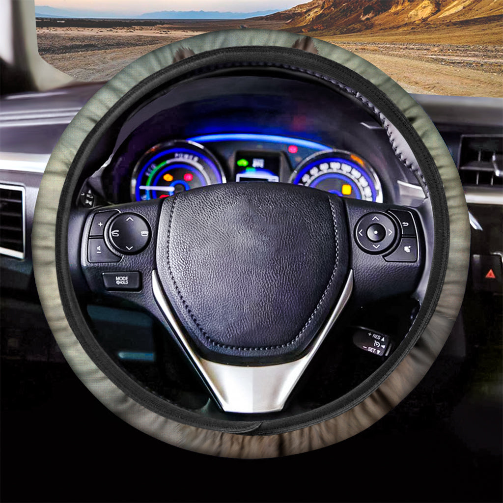 Vintage German Shepherd Portrait Print Car Steering Wheel Cover