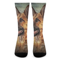 Vintage German Shepherd Portrait Print Crew Socks
