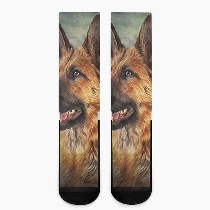 Vintage German Shepherd Portrait Print Crew Socks