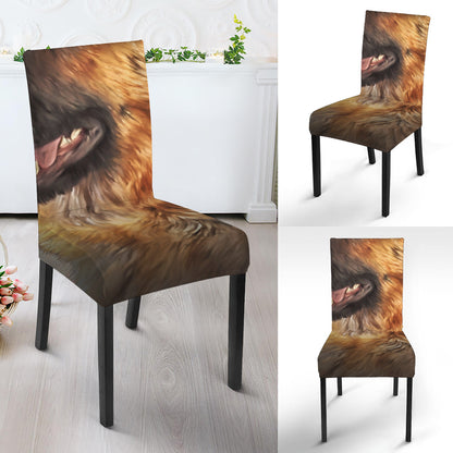 Vintage German Shepherd Portrait Print Dining Chair Slipcover