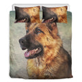Vintage German Shepherd Portrait Print Duvet Cover Bedding Set