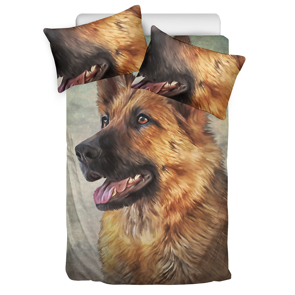 Vintage German Shepherd Portrait Print Duvet Cover Bedding Set