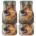 Vintage German Shepherd Portrait Print Front and Back Car Floor Mats