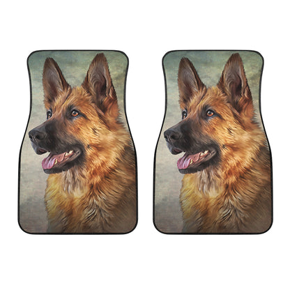 Vintage German Shepherd Portrait Print Front Car Floor Mats