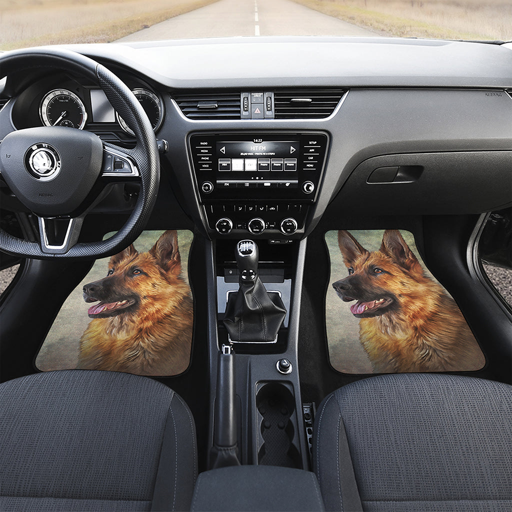 Vintage German Shepherd Portrait Print Front Car Floor Mats